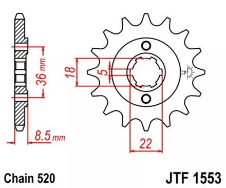 Звезда передняя JT JTF1553.15 для мотоциклов