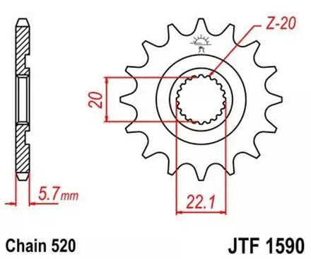 Звезда передняя JT JTF1590.12 для мотоциклов