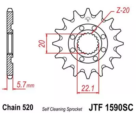 Звезда передняя JT JTF1590.14SC для мотоциклов