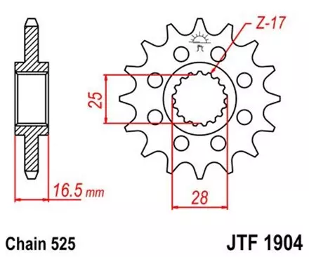 Звезда передняя JT JTF1904.17 для мотоциклов