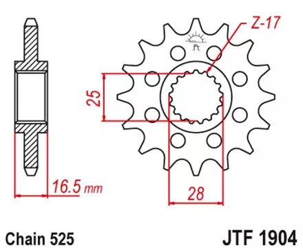 Звезда передняя JT JTF1904.17RB для мотоциклов
