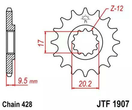 Звезда передняя JT JTF1907.14 для мотоциклов