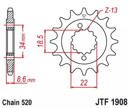 Звезда передняя JT JTF1908.15 для мотоциклов