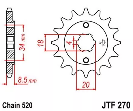 Звезда передняя JT JTF270.15 для мотоциклов