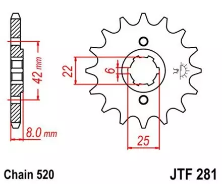 Звезда передняя JT JTF281.14 для мотоциклов