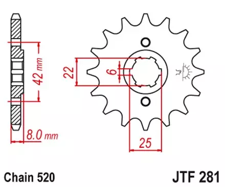 Звезда передняя JT JTF281.16 для мотоциклов