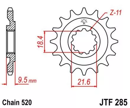 Звезда передняя JT JTF285.14 для мотоциклов