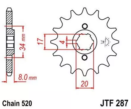 Звезда передняя JT JTF287.14 для мотоциклов