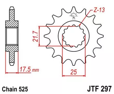 Звезда передняя JT JTF297.16 для мотоциклов