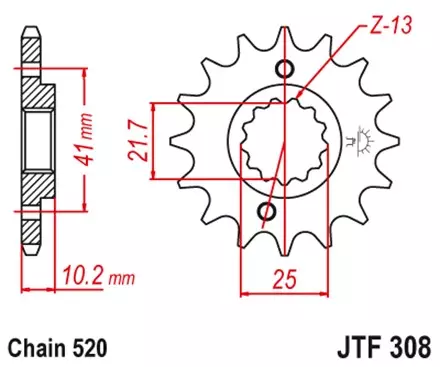 Звезда передняя JT JTF308.14RB для мотоциклов