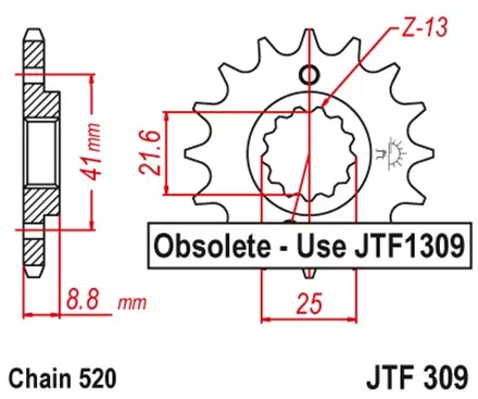 Звезда передняя JT JTF309.14 для мотоциклов