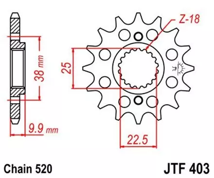 Звезда передняя JT JTF403.14 для мотоциклов