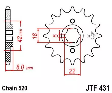 Звезда передняя JT JTF431.12 для мотоциклов