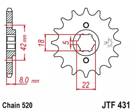 Звезда передняя JT JTF431.15 для мотоциклов