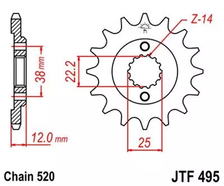 Звезда передняя JT JTF495.15 для мотоциклов