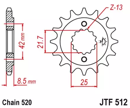 Звезда передняя JT JTF512.16RB для мотоциклов