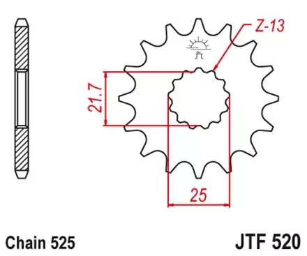 Звезда передняя JT JTF520.17RB для мотоциклов