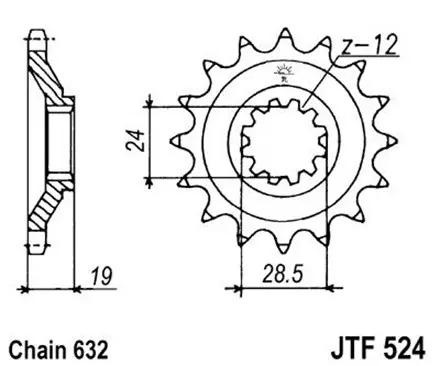Звезда передняя JT JTF524.15 для мотоциклов