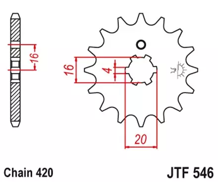 Звезда передняя JT JTF546.16 для мотоциклов