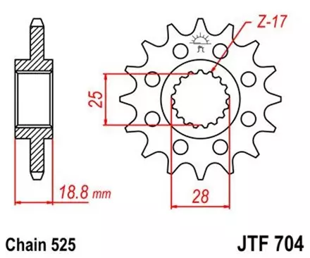 Звезда передняя JT JTF704.17 для мотоциклов