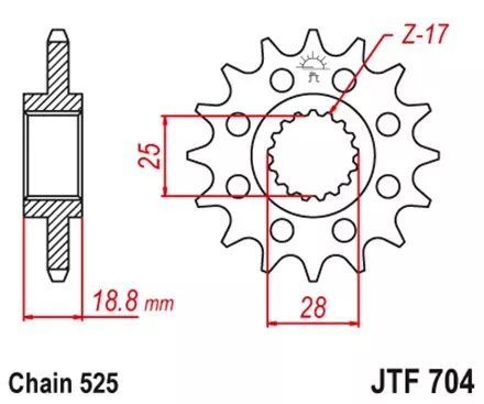 Звезда передняя JT JTF704.17RB для мотоциклов