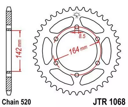 Звезда задняя JT JTR1068.46 для мотоциклов