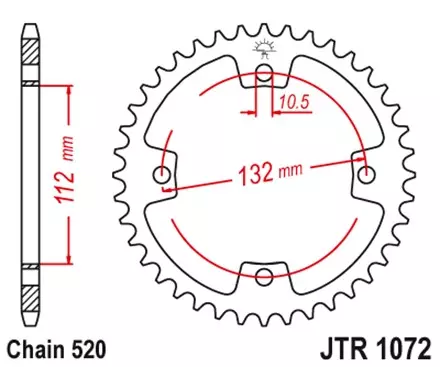 Звезда задняя JT JTR1072.38 для мотоциклов