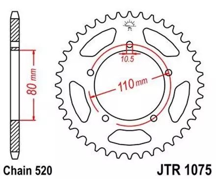 Звезда задняя JT JTR1075.39 для мотоциклов