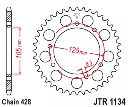 Звезда задняя JT JTR1134.50 для мотоциклов