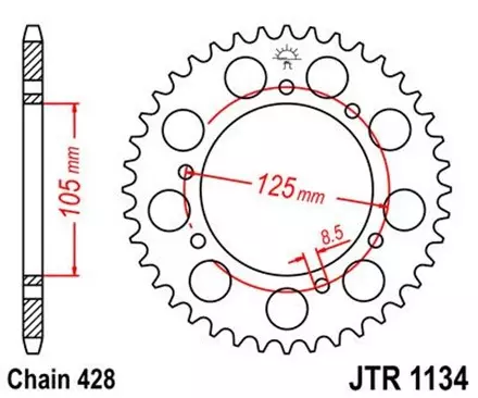 Звезда задняя JT JTR1134.54 для мотоциклов