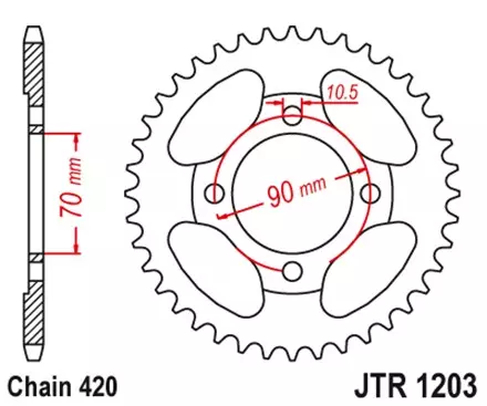 Звезда задняя JT JTR1203.42 для мотоциклов