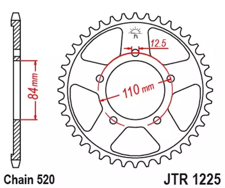 Звезда задняя JT JTR1225.36 для мотоциклов