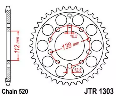 Звезда задняя JT JTR1303.43 для мотоциклов