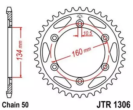 Звезда задняя JT JTR1306.43 для мотоциклов