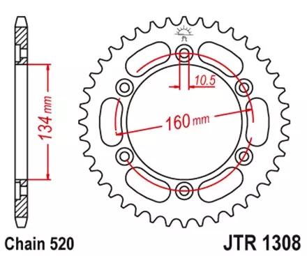Звезда задняя JT JTR1308.40 для мотоциклов