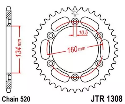 Звезда задняя JT JTR1308.42 для мотоциклов