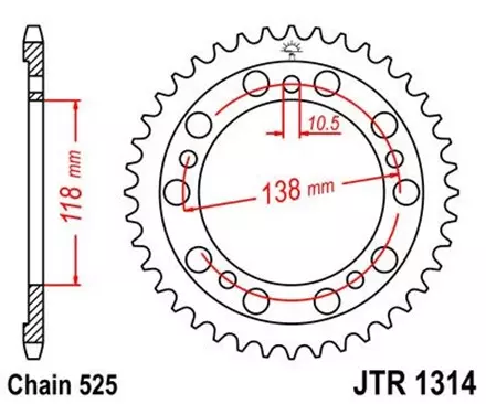 Звезда задняя JT JTR1314.39 для мотоциклов