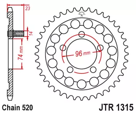Звезда задняя JT JTR1315.40 для мотоциклов