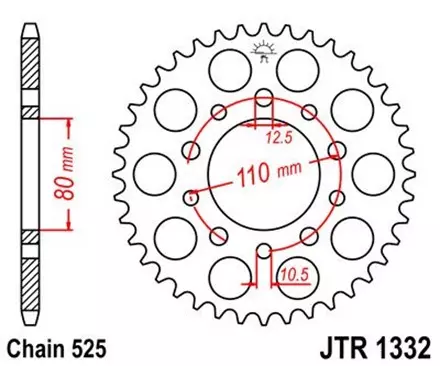 Звезда задняя JT JTR1332.43 для мотоциклов