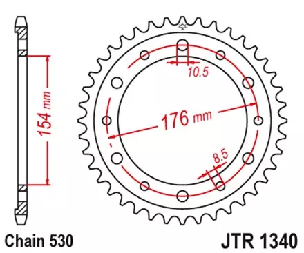 Звезда задняя JT JTR1340.45 для мотоциклов