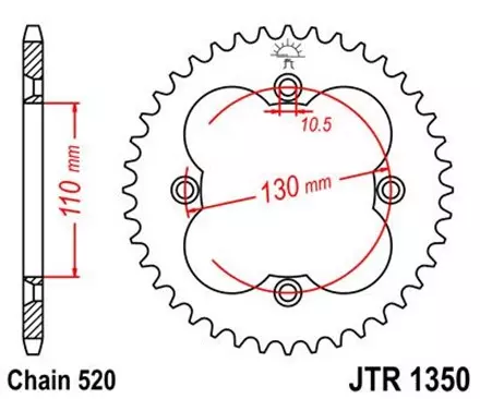 Звезда задняя JT JTR1350.37 для мотоциклов