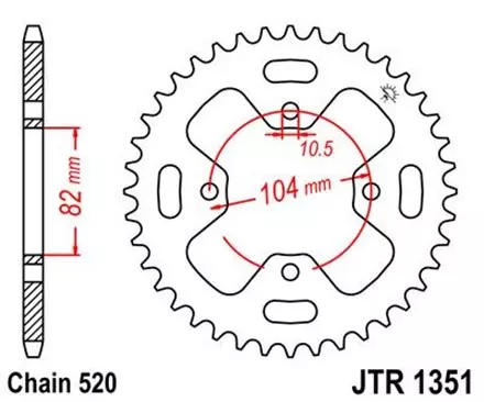 Звезда задняя JT JTR1351.40 для мотоциклов