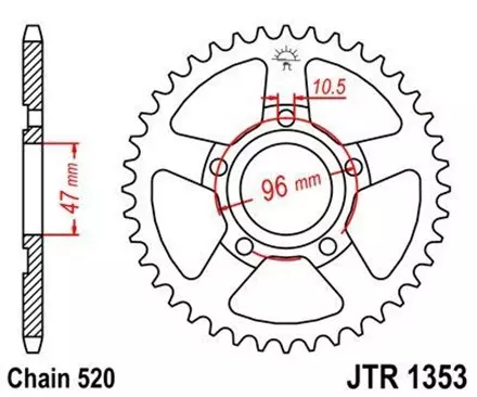 Звезда задняя JT JTR1353.40 для мотоциклов