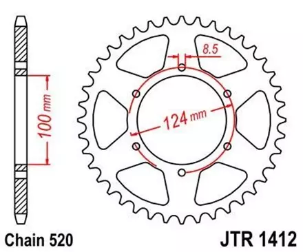 Звезда задняя JT JTR1412.37 для мотоциклов
