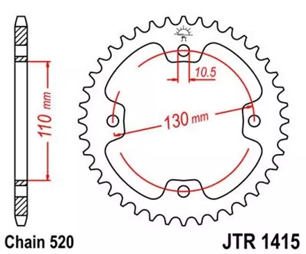 Звезда задняя JT JTR1415.38 для мотоциклов