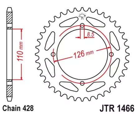 Звезда задняя JT JTR1466.44 для мотоциклов