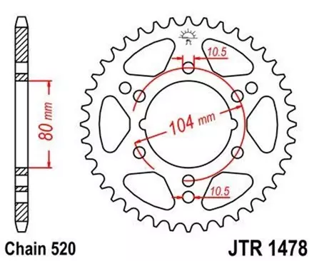 Звезда задняя JT JTR1478.30 для мотоциклов