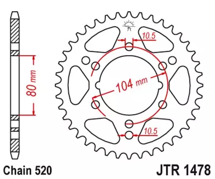 Звезда задняя JT JTR1478.43 для мотоциклов