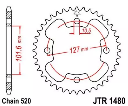 Звезда задняя JT JTR1480.37 для мотоциклов