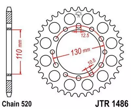 Звезда задняя JT JTR1486.44 для мотоциклов